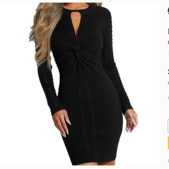 Guess Twisted Ramel Black Sweater Dress XS - Picture 1 of 8